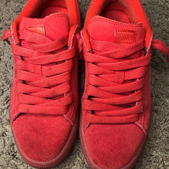 Big kids puma suede sneakers all red - Picture 2 of 7